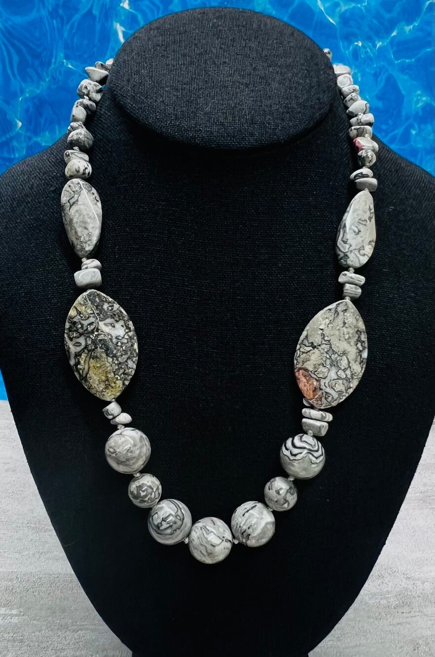 Map Jasper Statement Necklace